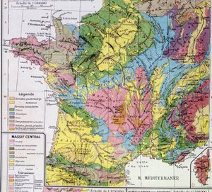 法国地图。地质法国 - 在 "Atlas scolaire "中 作者 匿名匿名