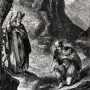 Martial de Limoges or Saint Martial (3rd century) converting the leader of the Celtic people Lemovices - Engraving of 1846 in “” Lives of the saints”””. Private collection. 作者 匿名匿名