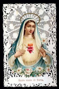Mater dolorosa Sacre heart. Pious image. Chromolithography has decoupage and dentage. Debut 20th century Private Collection 作者 匿名匿名
