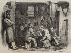 19世纪罗什福尔监狱的猫咪们在吃饭。雕刻在 "Histoire des bagnes depuis leur création à nos jours"（1877年）中，作者是Pierre Zaccone（1817-1895年）（Colonia Penale-刑罚殖民地）。私人收藏。 作者 匿名匿名