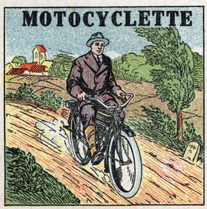Mechanical traction: motorcycle. Anonymous illustration of 1925. Private collection. 作者 匿名匿名