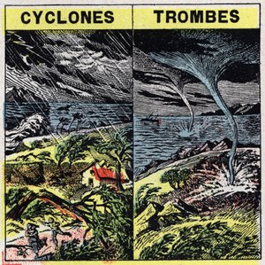 Meteorology: cyclones and trunks (tornadoes). Anonymous illustration of 1925. Private collection. 作者 匿名匿名