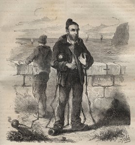 19世纪被判处死刑的土伦监狱的军人。皮埃尔-扎科内（Pierre Zaccone）（1817-1895年）在《从创建到现在的监狱史》（Histoire des bagnes depuis leur création to nos jours）（1877年）中的版画（Colonia Penale-刑罚殖民地）。私人收藏。 作者 匿名匿名