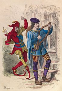Musicien et fou dansant à Paris au 14th century - 14世纪巴黎的音乐家和舞蹈傻瓜 - 私人收藏 作者 匿名匿名