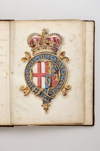嘉德勋章：属于格拉夫顿公爵查尔斯·菲茨罗伊 (Charles Fitzroy) 的法令书 - 1714 年至 1801 年汉诺威人的皇家纹章（水彩手稿，18 世纪） 作者 匿名匿名