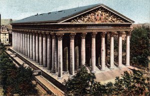 Paris: exterior view of the Church of the Madeleine designed by architect Pierre Alexandre Vignon (1763-1828). Photograph of 1920 in “” Artistic Album”” of the city of Paris. Private collection. 作者 匿名匿名