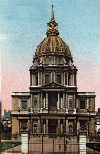 Paris: exterior view of the Dome of the Hotel des Invalides realized by Jules Hardouin Mansart (1646-1708) on a project by Liberal Bruand. Photograph of 1920 in “” Artistic Album”” of the city of Paris. Private collection. 作者 匿名匿名