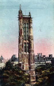 巴黎：圣雅克塔（Saint-Jacques）建于1523年。巴黎市 "艺术专辑 "中1920年的照片。私人收藏。 作者 匿名匿名