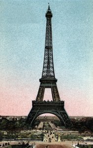 巴黎：古斯塔夫-埃菲尔（Gustave Eiffel）（1832-1923）在1887年至1889年间建造的埃菲尔铁塔的景色。巴黎市 "艺术专辑 "中的1920年的照片。私人收藏。 作者 Anonymous Anonymous