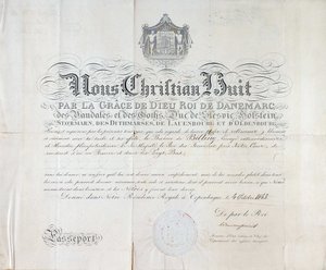 丹麦国王克里斯蒂安八世的护照是1845年签发的。 作者 匿名匿名