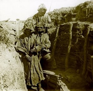 Photography - Stereoscopic glass plate on the First World War: Hairy wearing the combination to resist gas attacks, Private Collection 作者 匿名匿名