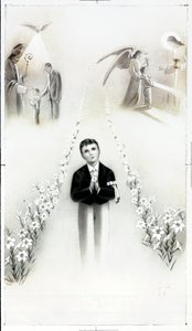 Pious image: Catholic education of a little boy, communion and profession of faith. Private Collection 作者 匿名匿名