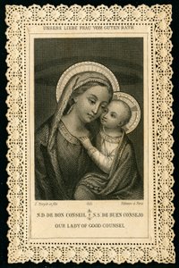 Pious image: Portrait of Virgin Mary, Our Lady of Good Counsel (engraving) 作者 匿名匿名
