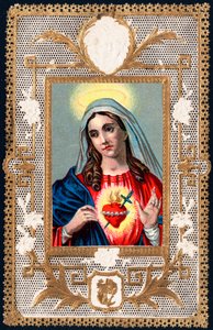 Pious image: “” Virgin of Pain””” Mater dolorosa. Dentelee card. Chromolithography beginning of the 20th century Private Collection 作者 匿名匿名