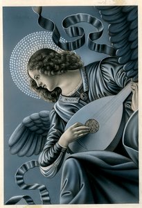 虔诚的形象：Melozzo da Forli 壁画后的音乐家天使（印刷品） 作者 匿名匿名