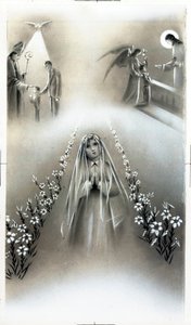 虔诚的形象：圣餐和信仰声明，基督教宗教教育的阶段。私人收藏卡 作者 匿名匿名