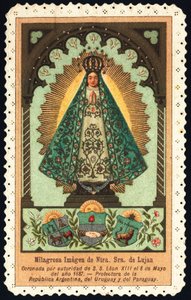 虔诚的图像：“”代表 Lujan 的 Nuestra Senora（圣母），阿根廷、巴拉圭和乌拉圭的保护者””Dentelee Card 私人收藏 作者 匿名匿名