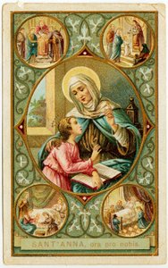 Pious image: scenes from the life of st Anne, The wedding, the birth of Mary, the presentation to the Temple and the death (chromolithography) 作者 匿名匿名