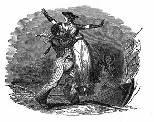 Pirate Charles Gibbs takes a Dutch girl from his ship (early 19th century). Engraving of “” The pirate own book”” 1837. 作者 匿名匿名