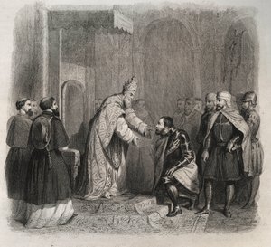 教皇圣皮乌斯五世（Pius或Pio）（1566-1572年）接受莱潘特战役的胜利者。1846年在《圣徒传》中的雕刻。私人收藏。 作者 匿名匿名
