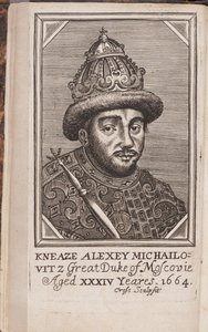 俄罗斯沙皇亚历克西斯一世-米哈伊洛维奇肖像（1629-1676 年），又名 "可爱的沙皇"--塞缪尔-柯林斯《俄罗斯现状》蚀刻版画 作者 匿名匿名
