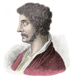 Portrait of Alcibiade (Alkibiads Kleiniou Scambonides) (450-404 BC), statesman and Athenian general. Engraving of the 19th century. Milanese 作者 匿名匿名