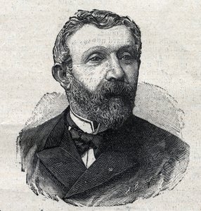 阿尔弗雷德-梅泽尔（1826-1915）的肖像，法国文学史学家、记者和政治家。刊登在 "小巴黎人 "上的版画 作者 匿名匿名
