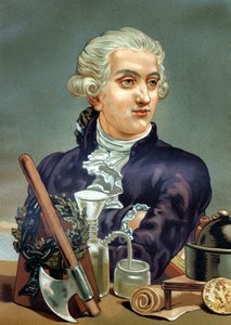 法国化学家安托万-洛朗-德-拉瓦锡（1743 - 1794）的肖像。根据路易斯-菲格尔的 "La Ciencia y sus Hombres "创作。巴塞罗那1881年。 作者 匿名匿名