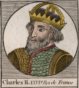 法国国王查理二世(823-877)的肖像--查理二世(823-877)秃头--雕刻自Charles Constant Le Tellier 1821年的《法国历史教学》。 作者 匿名匿名