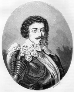 蒙莫朗西（Montmorenci）公爵亨利二世（1595-1632）的肖像--1863年的版画，载于杜普雷-德-拉-马赫里的《红皮书--法国埃查法德史》。私人收藏。 作者 匿名匿名