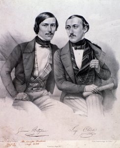 Giovanni Bottesini（左侧）和 Luigi Arditi（雕刻 作者 匿名匿名