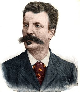 法国作家居伊-德-莫泊桑（1850-1893）的肖像。雕刻在 "Le Peute Parisien "中。 作者 匿名匿名