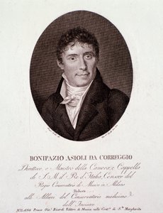 意大利作曲家Bonifazio Asioli (1769-1832)的画像 雕刻。19世纪。私人收藏 作者 匿名匿名