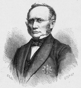 路德维希-温德托斯特（1812-1891）的肖像，德国天主教政治家。路易-尤金(Louis Eugene)-卢韦在 "Les Missions Catholiques au XIXeme Siecle "中的雕刻，私人收藏。 作者 匿名匿名