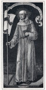 卡皮斯特拉诺的圣约翰（Giovanni da Capestrano）（1386-1456）的肖像，意大利方济各会。来自15世纪巴托洛梅奥-维瓦里尼的画作。路易-尤金（Louis Eugene）-卢韦（Louvet）的 "Les Missions Catholiques au XIXeme Siecle "中的版画。 作者 Anonymous Anonymous