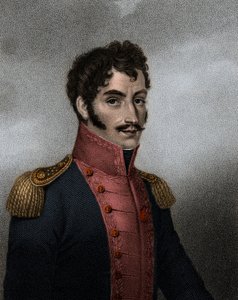 委内瑞拉政治家和军事家西蒙-玻利瓦尔（1783-1830）的肖像，哥伦比亚和秘鲁的总统 作者 匿名匿名