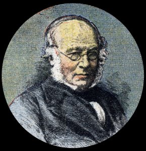 邮政历史。罗兰德-希尔爵士（1795-1879）的肖像，他是1839年邮政改革的发起人。1920年4月15日 "Le petit journal "的细节。私人收藏 作者 匿名匿名