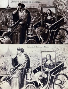 Representation of Leonard de Vinci (Leonardo da Vinci) (1452-1519) bringing back his work “” The Mona Lisa”” (Mona Lisa, Monna Lisa) after the theft of the work by Vincenzo Peruggia (1881-1925) which took place on 21/08/1911. Comedy postcard 作者 匿名匿名