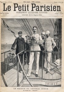 阿尔弗雷德-多兹将军（1842-1922）从 "提贝特 "号上的达赫迈特探险队返回。1893年5月14日的《小巴黎人报》之一。 作者 匿名匿名