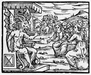 撒旦对巫师的讲话 - "Compendium Maleficarum"，涉及巫师、他们的邪恶和他们的财团，由Francesco Maria Guazzo或Guaccio或Guaccius (15?-16?)1608年私人收藏 作者 匿名匿名