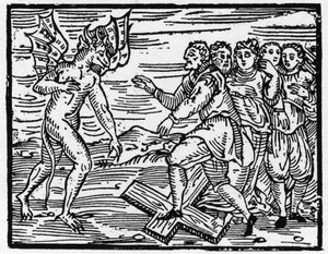 Satan forces his future disciples to walk on the cross - “Compendium Maleficarum”, deals with the witches, their evil and their sortileges by Francesco Maria Guazzo or Guaccio or Guaccius (15?? -16??) 1608 Private Collection 作者 匿名匿名