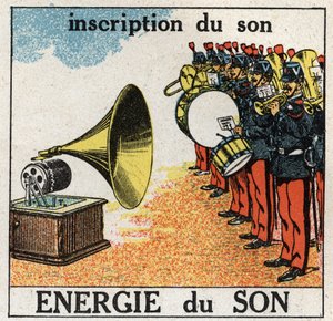 声音能量：用留声机录制军乐队的音乐。1925年的匿名插图。私人收藏。 作者 匿名匿名