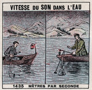 声能：水中的声速。1826-1827年，让-丹尼尔（Jean-Daniel）-科拉东（1802-1893）和查尔斯-弗朗索瓦-斯特姆（1803-1855）在日内瓦湖（莱芒湖）的经验。两艘船相隔14公里停泊，其中一艘船支撑着一个钟，一个锤子h 作者 匿名匿名