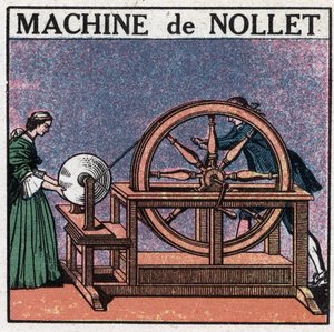 Static machines: the machine of the abbe Jean Antoine Nollet (Jean-Antoine) (1700-1770) invented in 1740. Anonymous illustration from 1925. Private collection. 作者 匿名匿名