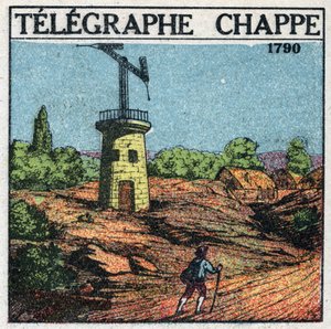 电报机：Claude Chappe（1765-1805）在1790年制作的电报机。1925年的匿名插图。私人收藏。 作者 匿名匿名