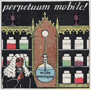 温度和膨胀："mobile perpetuum"，16世纪药剂师使用的第一个温度计。1925年的匿名插图。私人收藏。 作者 匿名匿名