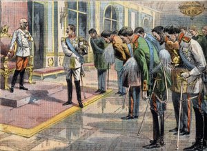 奥地利皇帝弗朗索瓦-约瑟夫一世（1830-1916）的庆典。来自报纸 "Le Petité Parisien "的雕版画 作者 匿名匿名