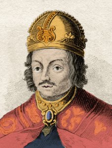 卡斯蒂利亚国王阿方索十世（Alfonso X el Sabio）（1221-1284）19世纪的版画。米兰人 作者 匿名匿名
