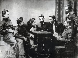 莫斯科文学界的斯列达--19世纪90年代后半期由俄罗斯现实主义作家组成的斯列达文学界成员--文学团体Znanie的俄罗斯知识分子肖像：从左到右，安德烈-斯基塔列茨（Stephan Gabrilovich P 作者 匿名匿名