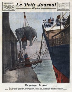 一头大象在战后被人们的动物园收购，乘船抵达。插图取自1921年11月20日的《Le petit journal illustrious》。私人收藏 作者 匿名匿名